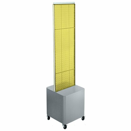 AZAR DISPLAYS Two-Sided Pegboard Floor Display on Wheeled Studio Base 700729-YEL